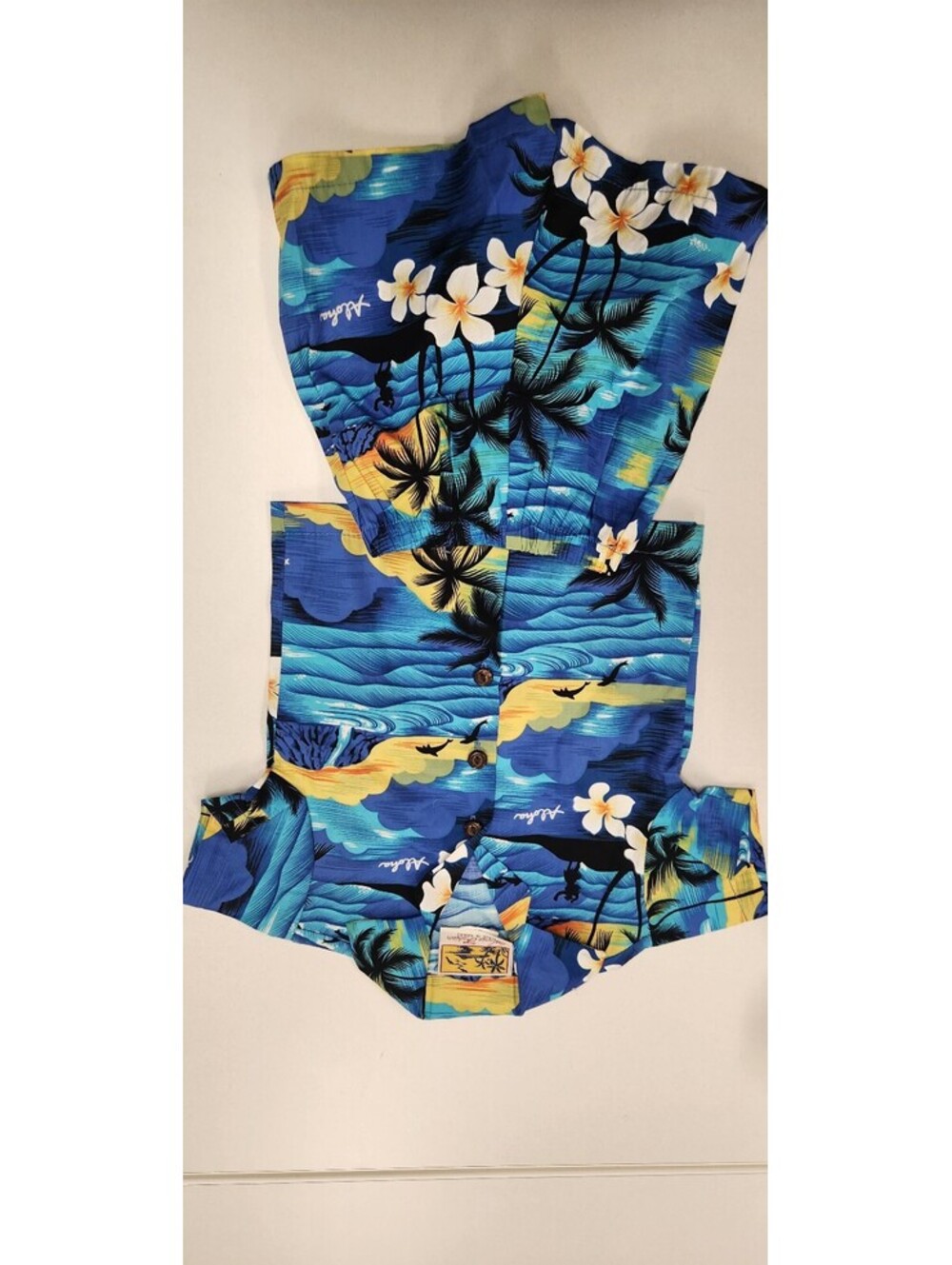Vintage Genuine Hawaiian Blue Floral Cotton Shirt and Shorts Set Size 6M